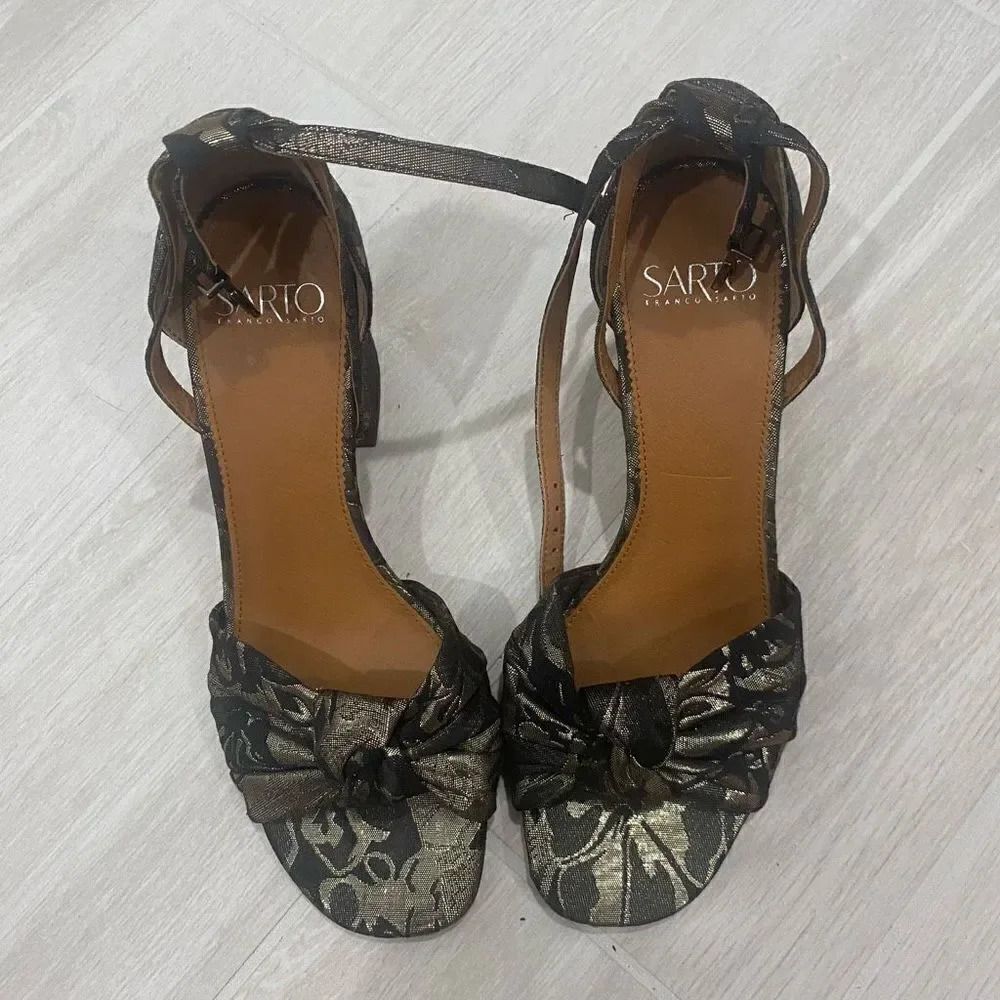 Franco Sarto Designer Bow Top Sling Back Heel Sandals Women Size 9